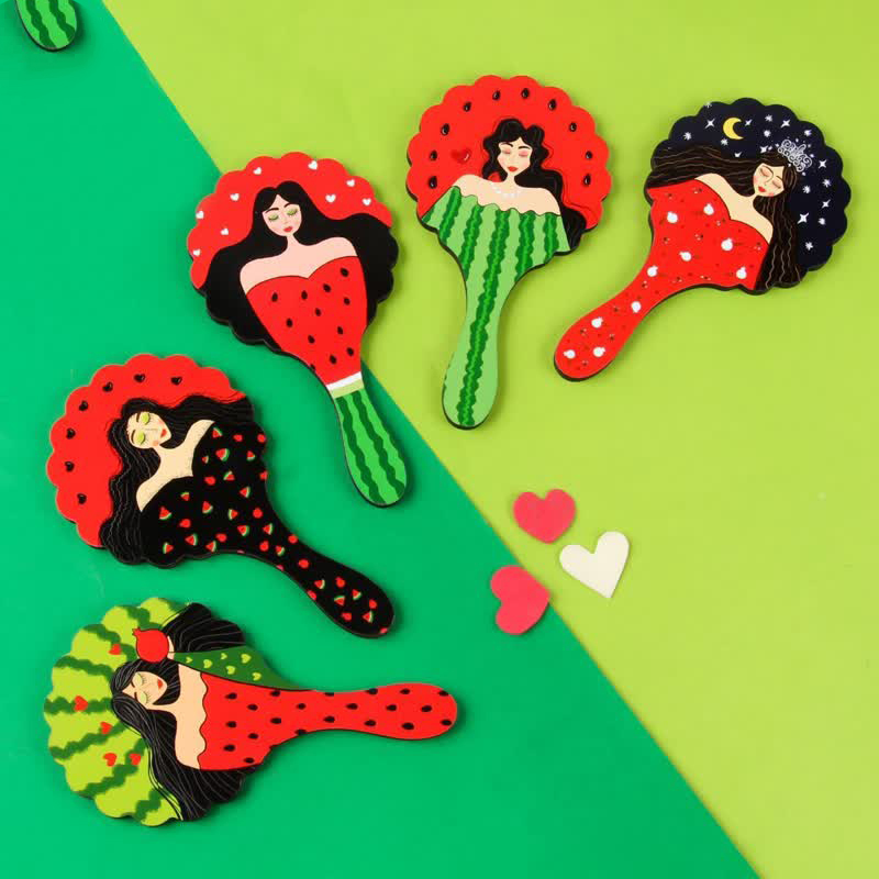 آینه دسته دار چوبی