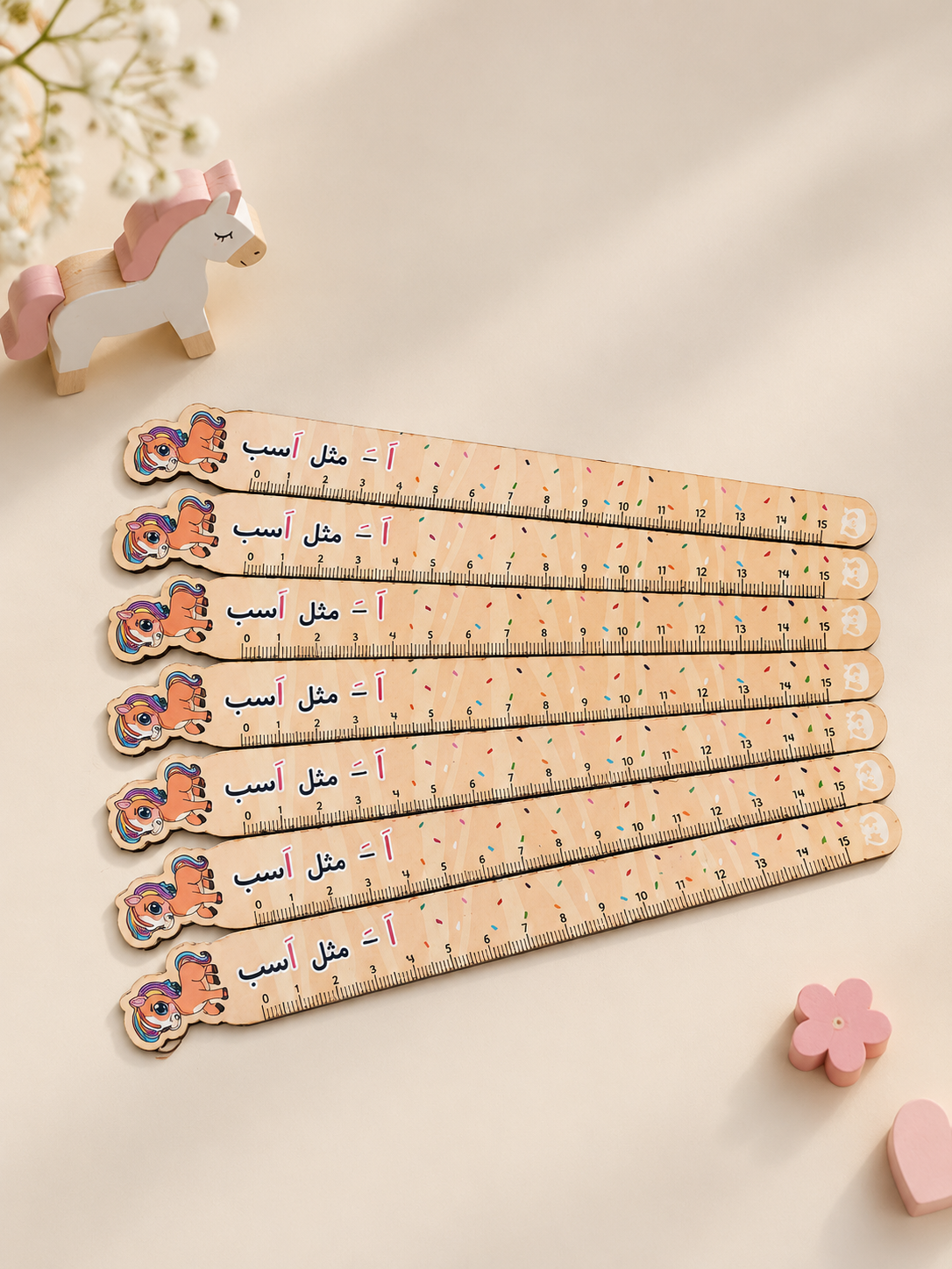گیفت خطکش چوبی حرف اَ مثل اَسب